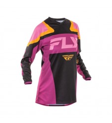 Tricou cross-enduro Fly Racing F-16 - Negru, Roz, Galben