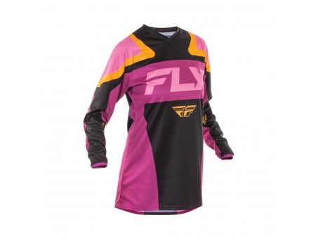 Tricou cross-enduro Fly Racing F-16 - Negru, Roz, Galben