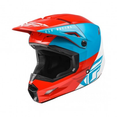 Casca cross/enduro Fly Racing Kinetic Straight Edge - Rosu/Albastru/Alb