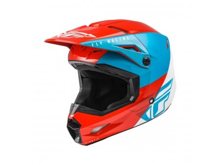 Casca cross/enduro Fly Racing Kinetic Straight Edge - Rosu/Albastru/Alb