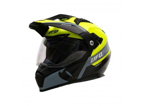 Casca UFO ARIES Offroad/Dual/Tourer/Crossover Cu Viziera - Negru/Gri/Galben fluo