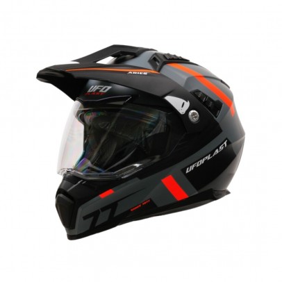 Casca UFO ARIES Offroad/Dual/Tourer/Crossover Cu Viziera - Negru/Gri/Rosu