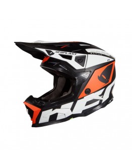 Casca cross-enduro UFO ECHUS - Negru/Alb/Portocaliu fluor