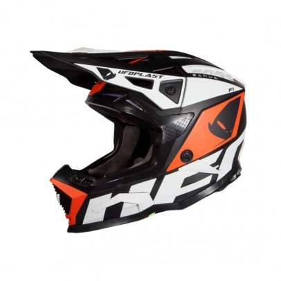 Casca cross-enduro UFO ECHUS - Negru/Alb/Portocaliu fluor