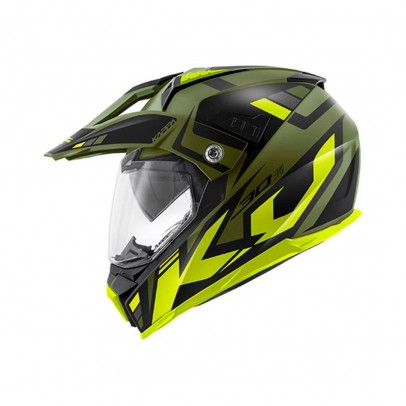 Casca Off Road KAPPA KV30 EVO GRAYER DUAL - Verde/Negru/Galben mat