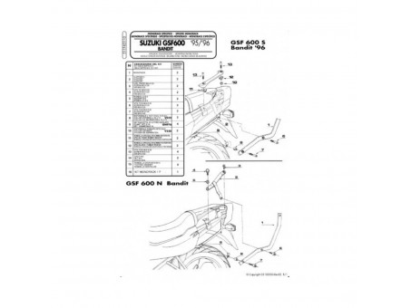 Suport pentru topcase KAPPA - SUZUKI GSF 600 BANDIT / S (96-99), GSF 1200 BANDIT (96-99) (placa nu este inclusa)