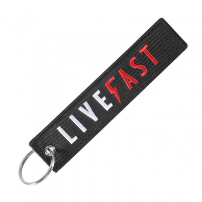 Breloc moto textil "Live Fast"