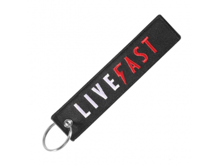 Breloc moto textil "Live Fast"