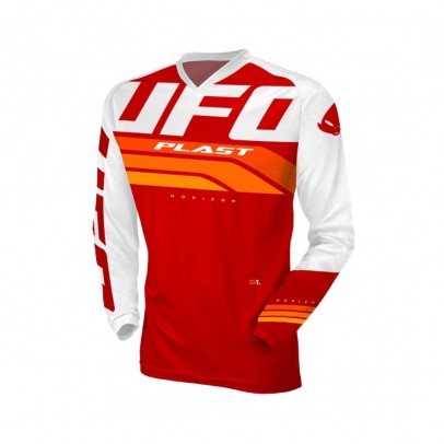 Tricou motocross UFO Horizon Jersey Cross - Rosu/Alb