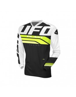 Tricou motocross UFO Horizon Jersey Cross - Negru/Alb/Galben fluo