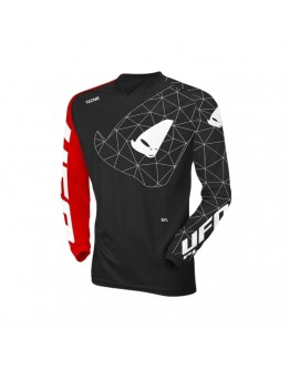 Tricou motocross UFO Tecno Jersey Cross - Negru/Rosu