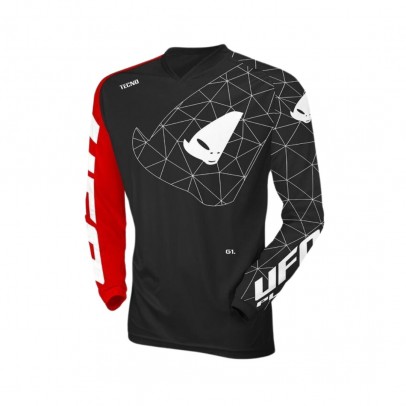 Tricou motocross UFO Tecno Jersey Cross - Negru/Rosu