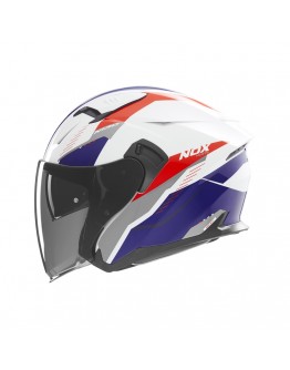 Casca Moto Open Face NOX N130 MYST - Alb/Albastru/Rosu