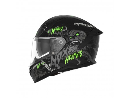 Casca Moto Integrala NOX N401 ZUMBI - Negru/Verde fluo