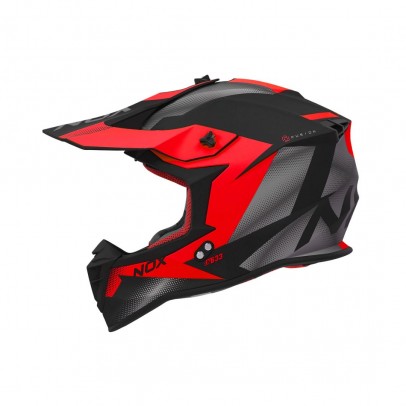 Casca cross-enduro NOX N633 FUSION - Negru/Rosu mat