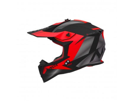 Casca cross-enduro NOX N633 FUSION - Negru/Rosu mat