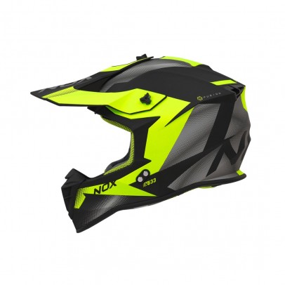 Casca cross-enduro NOX N633 FUSION - Negru mat/Galben fluor