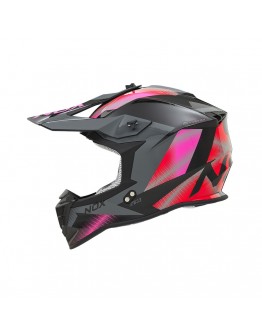 Casca cross-enduro NOX N633 FUSION - Gri/Roz/Rosu