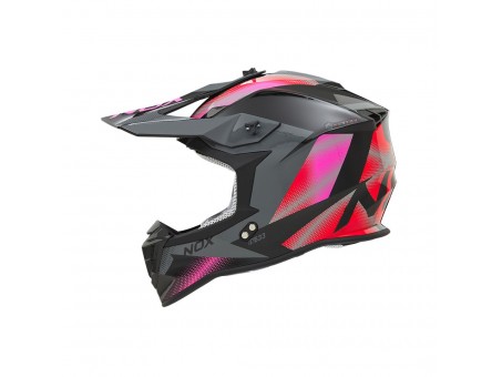 Casca cross-enduro NOX N633 FUSION - Gri/Roz/Rosu