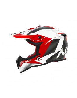 Casca cross-enduro NOX N633 FUSION - Alb/Rosu