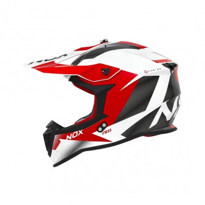 Casca cross-enduro NOX N633 FUSION - Alb/Rosu