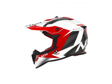 Casca cross-enduro NOX N633 FUSION - Alb/Rosu