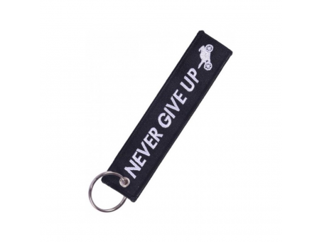 Breloc moto textil "Never give up"