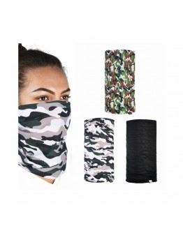 Bandana Comfy Oxford CAMO (3 pcs.) - Negru/Gri/Verde