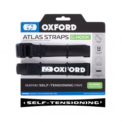 Curele Auto-Reglabile Fixare echipament moto OXFORD ATLAS G-HOOK - Negru