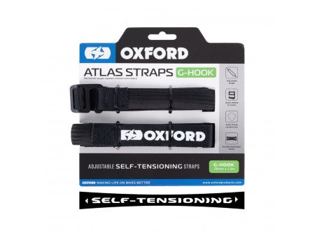 Curele Auto-Reglabile Fixare echipament moto OXFORD ATLAS G-HOOK - Negru