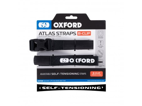 Curele Auto-Reglabile Fixare echipament moto OXFORD ATLAS B-CLIP 26mm X 1.2m - Negru