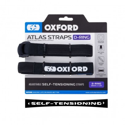 Curele Auto-Reglabile Fixare echipament moto OXFORD ATLAS D-RING - Negru