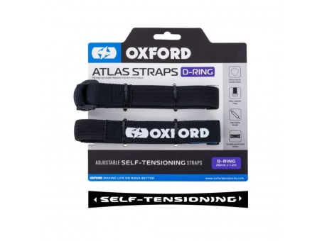 Curele Auto-Reglabile Fixare echipament moto OXFORD ATLAS D-RING - Negru