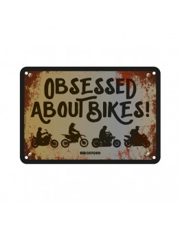 Placa metalica Oxford "Obsessed About Bikes"