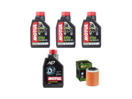 Pachet revizie atv CF MOTO CFORCE, uleiuri MOTUL 5100 10W40, HD 80W90 si filtru HF152