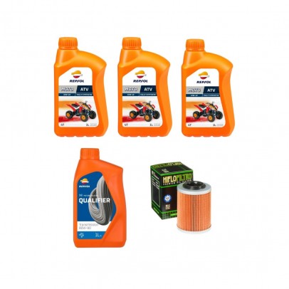 Pachet revizie atv CF MOTO CFORCE, uleiuri REPSOL RACING ATV 4T 10W40, 80W90 si filtru HF152