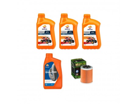 Pachet revizie atv CF MOTO CFORCE, uleiuri REPSOL RACING ATV 4T 10W40, 80W90 si filtru HF152