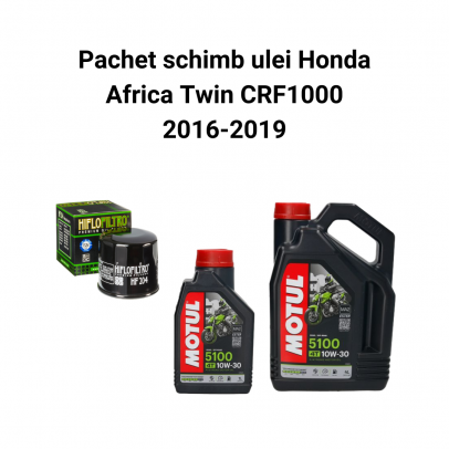 Pachet schimb ulei Honda African Twin CRF1000 2016-2019, Motul 5100 Filtre HifloFiltro