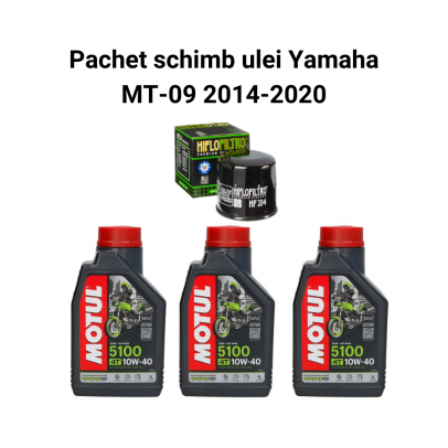 Pachet schimb ulei Yamaha MT-09 2014-2022, Motul 5100 Filtre HifloFiltro