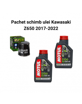 Pachet schimb ulei Kawasaki Z650 2017-2022, Motul 5100 Filtre HifloFiltro