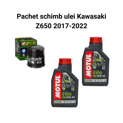 Pachet schimb ulei Kawasaki Z650 2017-2022, Motul 5100 Filtre HifloFiltro