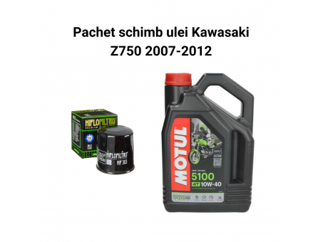 Pachet schimb ulei Kawasaki Z750 2007-2012, Motul 5100 Filtre HifloFiltro