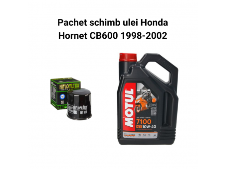 Pachet schimb ulei Honda Hornet CB600 1998-2002, Motul 7100, filtre HifloFiltro