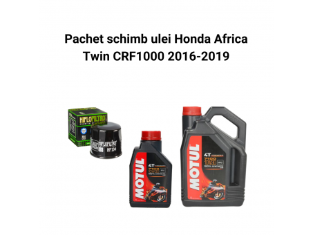 Pachet schimb ulei Honda African Twin CRF1000 2016-2019, Motul 7100, filtre HifloFiltro