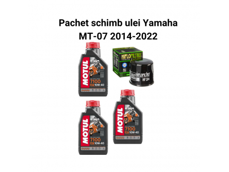 Pachet schimb ulei Yamaha MT-07 2014-2022, Motul 7100 Filtre HifloFiltro