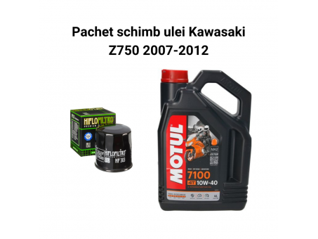 Pachet schimb ulei Kawasaki Z750 2007-2012, Motul 7100 Filtre HifloFiltro