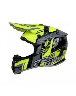 Casca cross-enduro PROGRIP PG3080 SPIRITS 2024/06 - Negru,Gri,Galben fluor