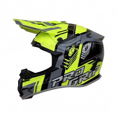 Casca cross-enduro PROGRIP PG3080 SPIRITS 2024/06 - Negru/Gri/Galben fluor