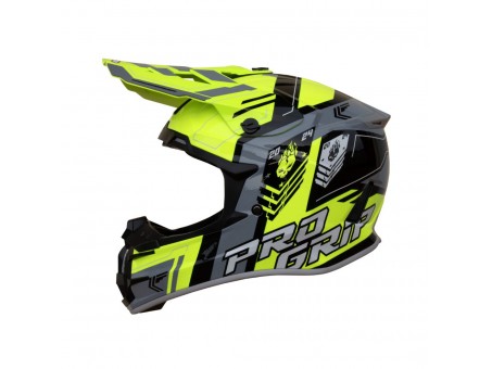 Casca cross-enduro PROGRIP PG3080 SPIRITS 2024/06 - Negru/Gri/Galben fluor