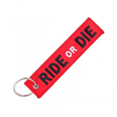 Breloc moto textil "Ride or die", Rosu